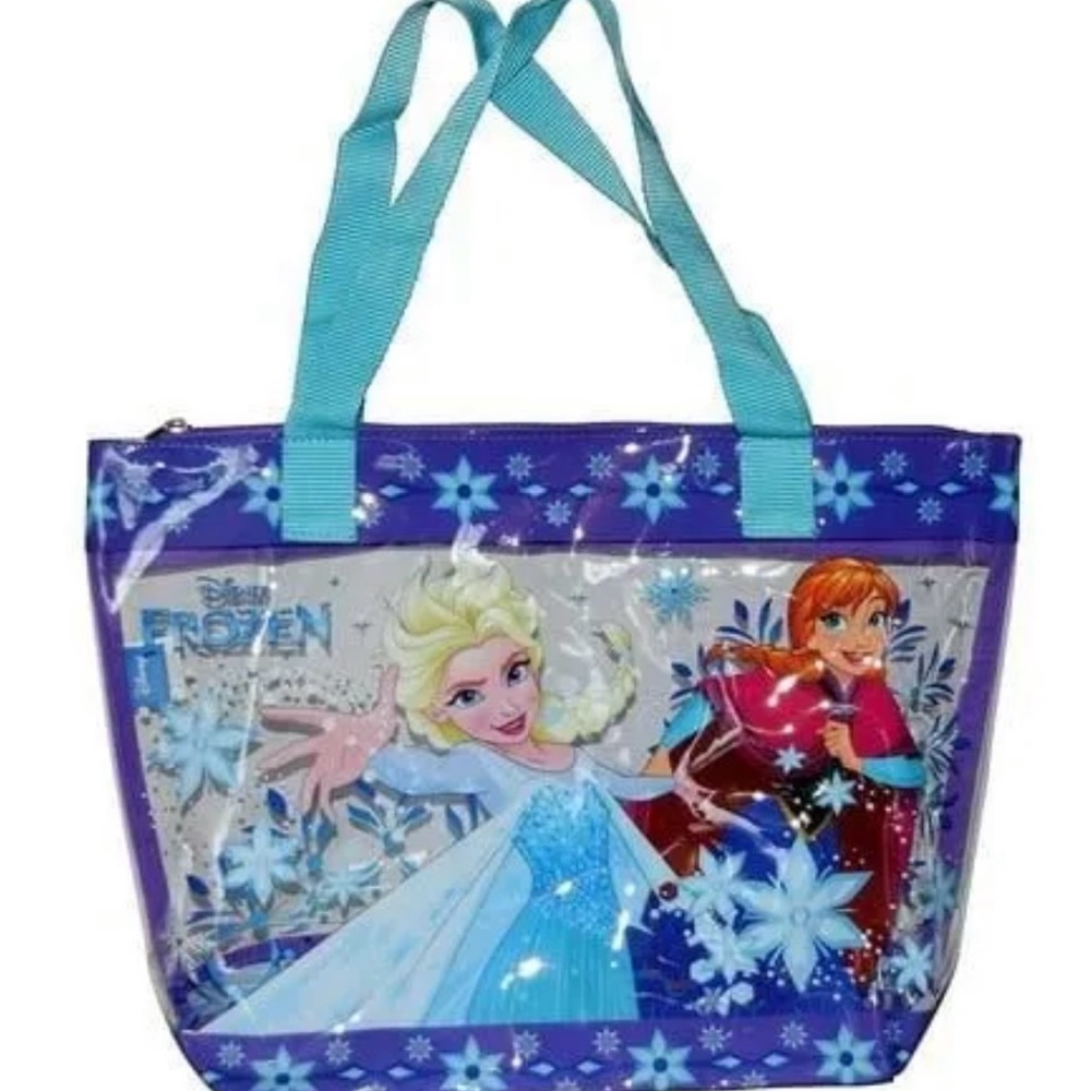 Disney Purple and Blue Frozen Tote Bag with Glitter Accents